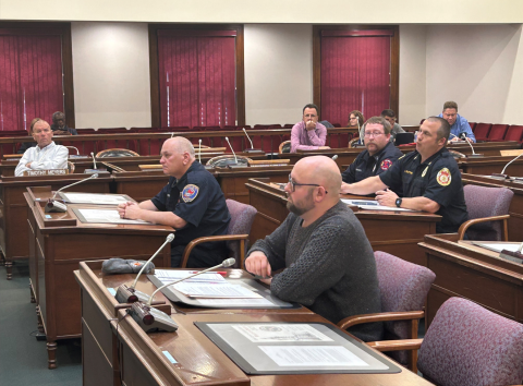 Volunteer firefighters and ambulance workers at public hearing to discuss local law that would provide tax breaks to volunteer first responders