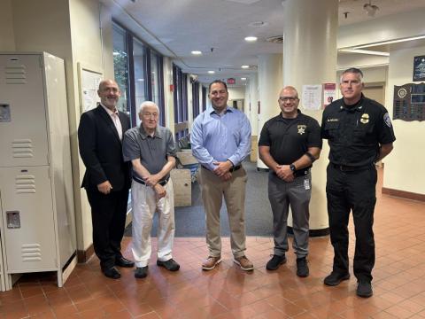 Legislators Chris Greene, John Mills, and Frank Todaro are joined by Chief Thomas Diina and Superintendent Michael Phillips on Tour of Holding Center
