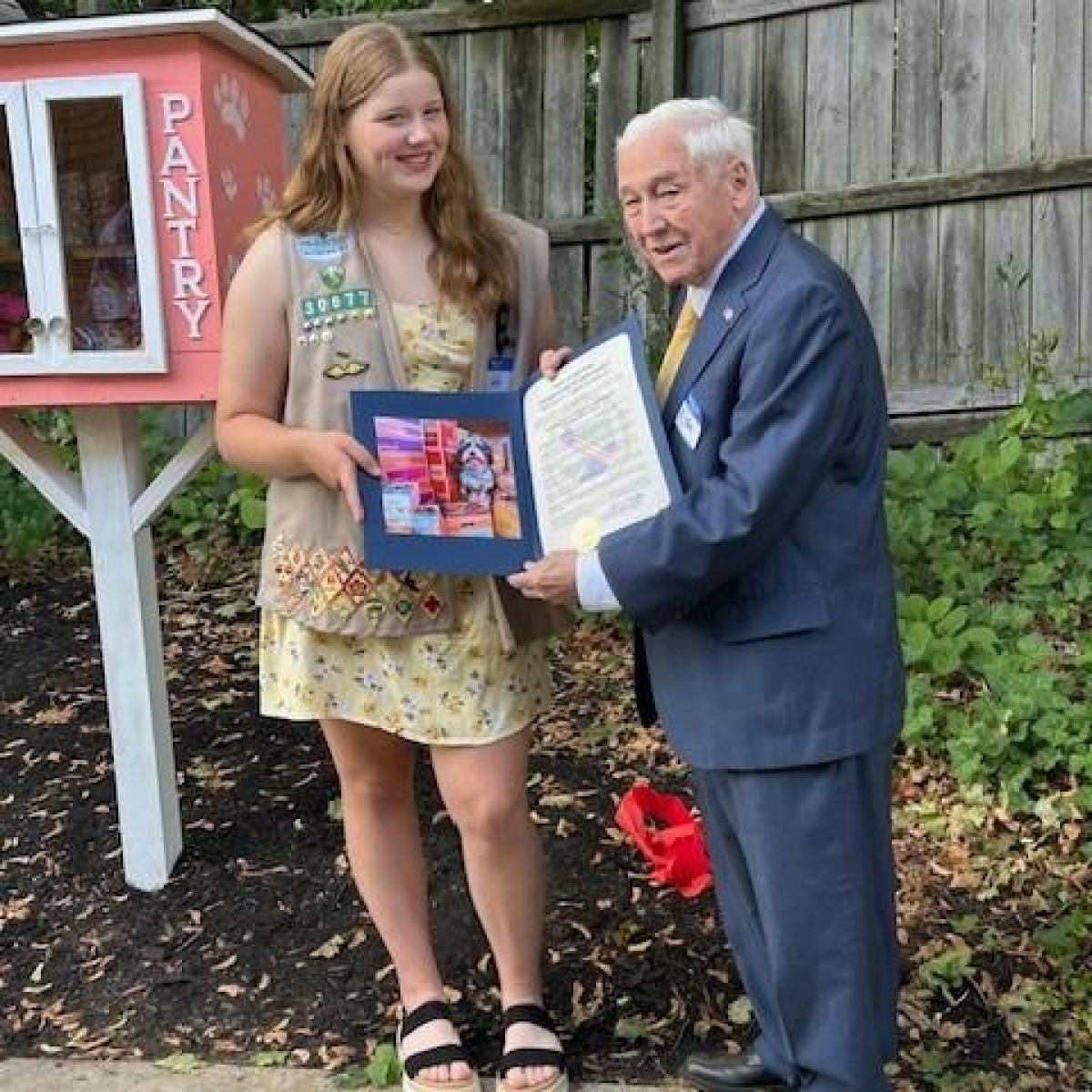 Legislator Mills Honors Amelia Errington of Hamburg on achieving the Girl Scout Silver Award
