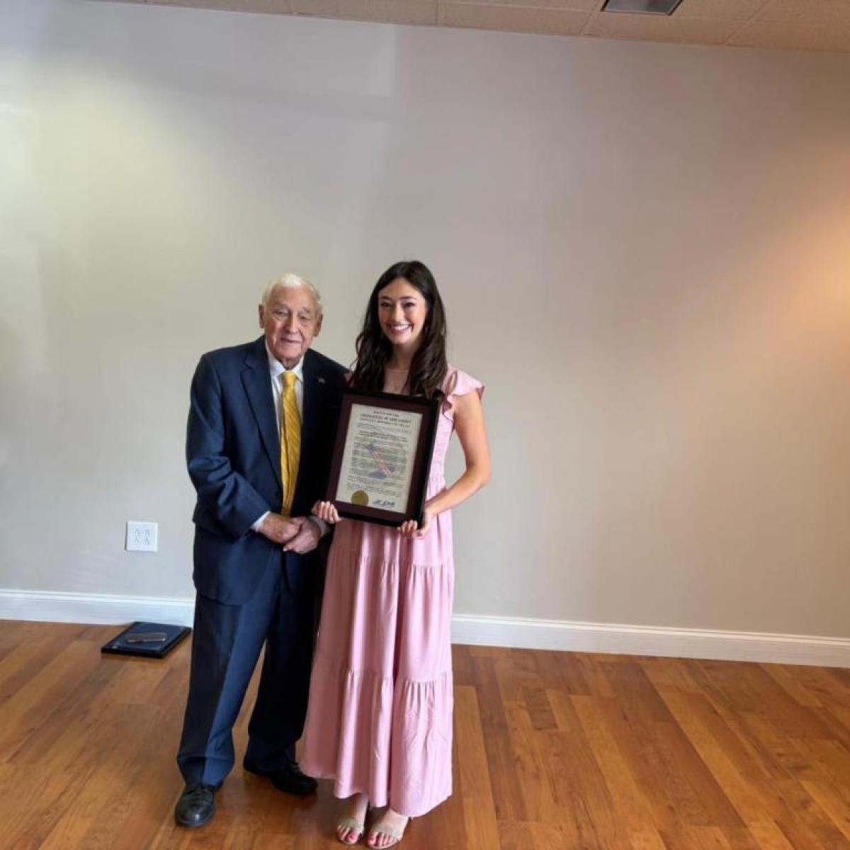 Legislator Mills Honors Annalise Casciano on the opening of the Room Theatre Company