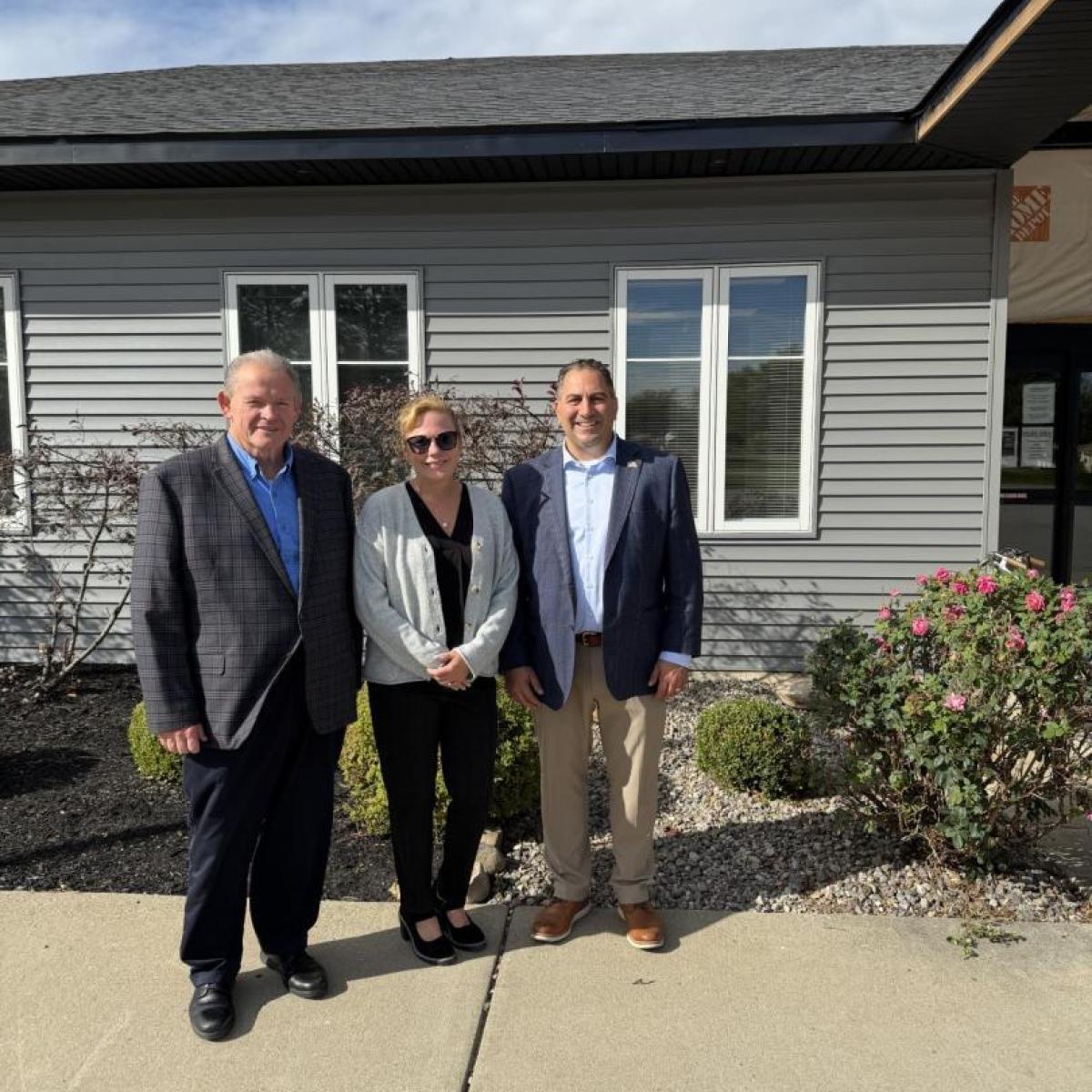 Lancaster Town Supervisor Bob Leary and Senior Center Director Marybeth Gianni join Legislator Frank Todaro in reopening of Lancaster Senior Center