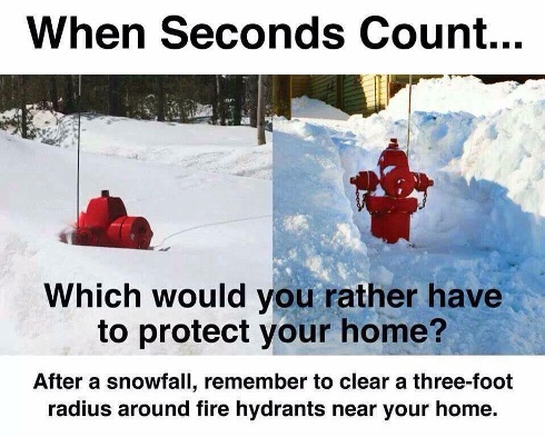 remember to clear a 3 foot radius around fire hydrants near your home