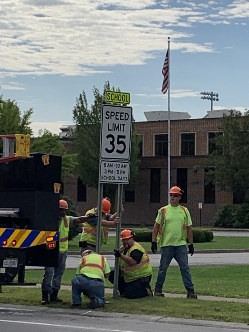 The speed limit in front of Clarence High School will be reduced to 35 miles per hour during peak hours on school days.