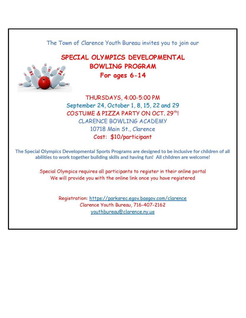 Special Olympics Development Bowling Program