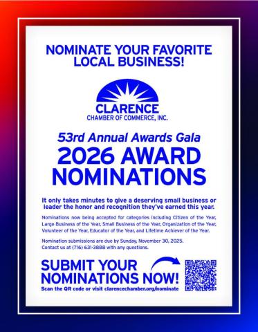 Clarence Chamber of Commerce Nomination Flyer 2026
