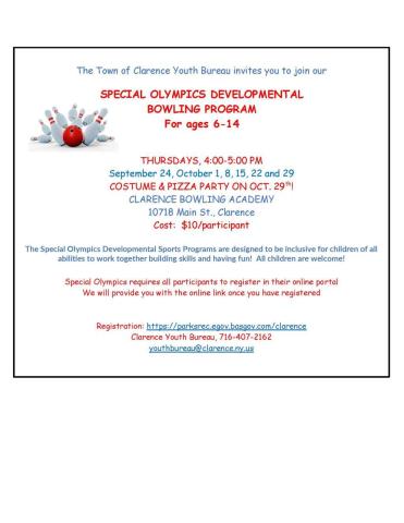 Special Olympics Bowling Sept 2026