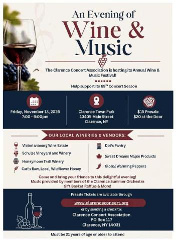 Clarence Concert Association Wine Event 2026