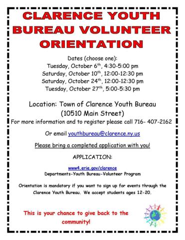 Youth Volunteer Orientation October 2026