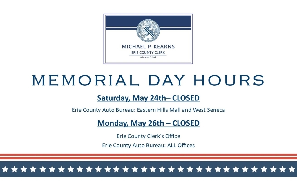 Closed May 24th & May 26th for Memorial Day