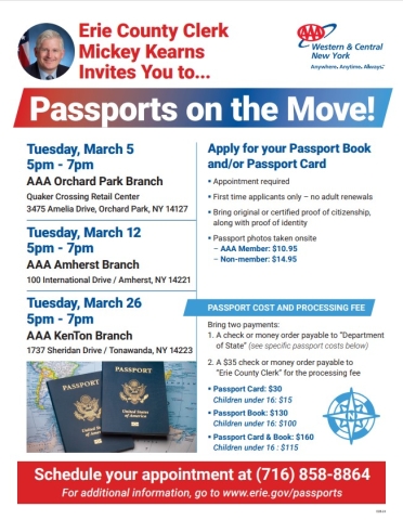 KEARNS SPONSORS SPECIAL ONE-STOP PASSPORT ACCEPTANCE FAIRS