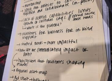 Cultural Plan Public meeting notes picture - typed summary will be posted to website