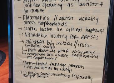 Cultural Plan Public meeting notes picture - typed summary will be posted to website