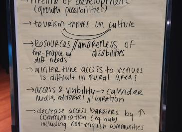 Cultural Plan Public meeting notes picture - typed summary will be posted to website