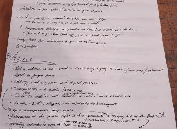 Cultural Plan Public meeting notes picture - typed summary will be posted to website