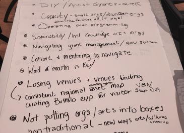 Cultural Plan Public meeting notes picture - typed summary will be posted to website