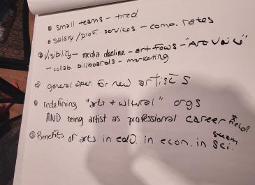 Cultural Plan Public meeting notes picture - typed summary will be posted to website