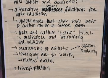 Cultural Plan Public meeting notes picture - typed summary will be posted to website