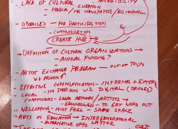 Cultural Plan Public meeting notes picture - typed summary will be posted to website