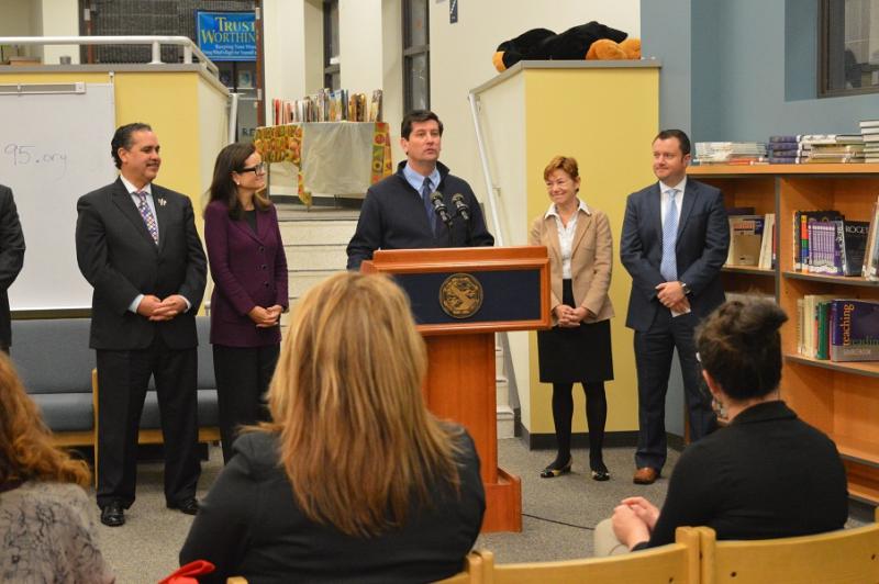 Press conference at Waterfront School