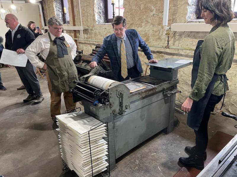 County Executive Poloncarz working the press at the Roycroft Campus