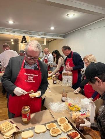 Making peanut butter and jelly sandwiches for Friends of the Night People