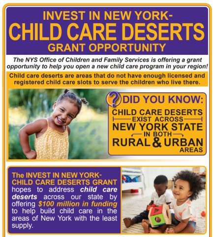New York State Office of Children and Family Services Child Care Desert Grants 