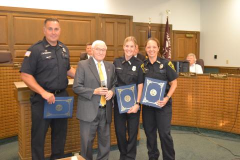 Officers Simmons, Mackey and Mazur with Legislator Mills