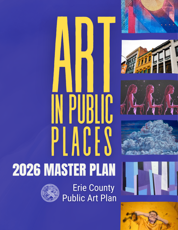 Art In Public Places 2026 Master Plan Cover with six art submissions from the 2025 program cycle.