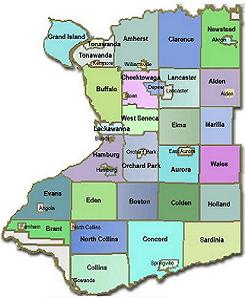 County Map Western Ny State And Regional Municipalities | Erie County, New York