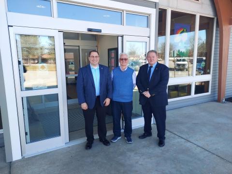 Legislator Todaro is joined by Lancaster Youth Bureau Executive Director John Trojanowski and Town Supervisor Bob Leary.  The legislator was happy to provide funds to upgrade the entrance with automatic doors and improve the room divider.