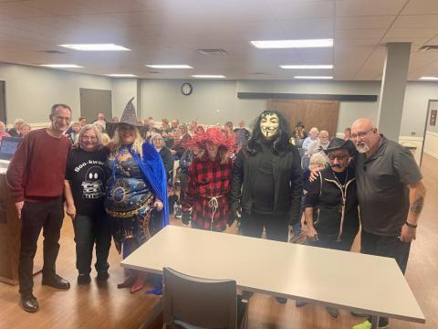 UE Halloween Contest Winners with Medium Tim Shaw & West Seneca Library Director Robert Alessi